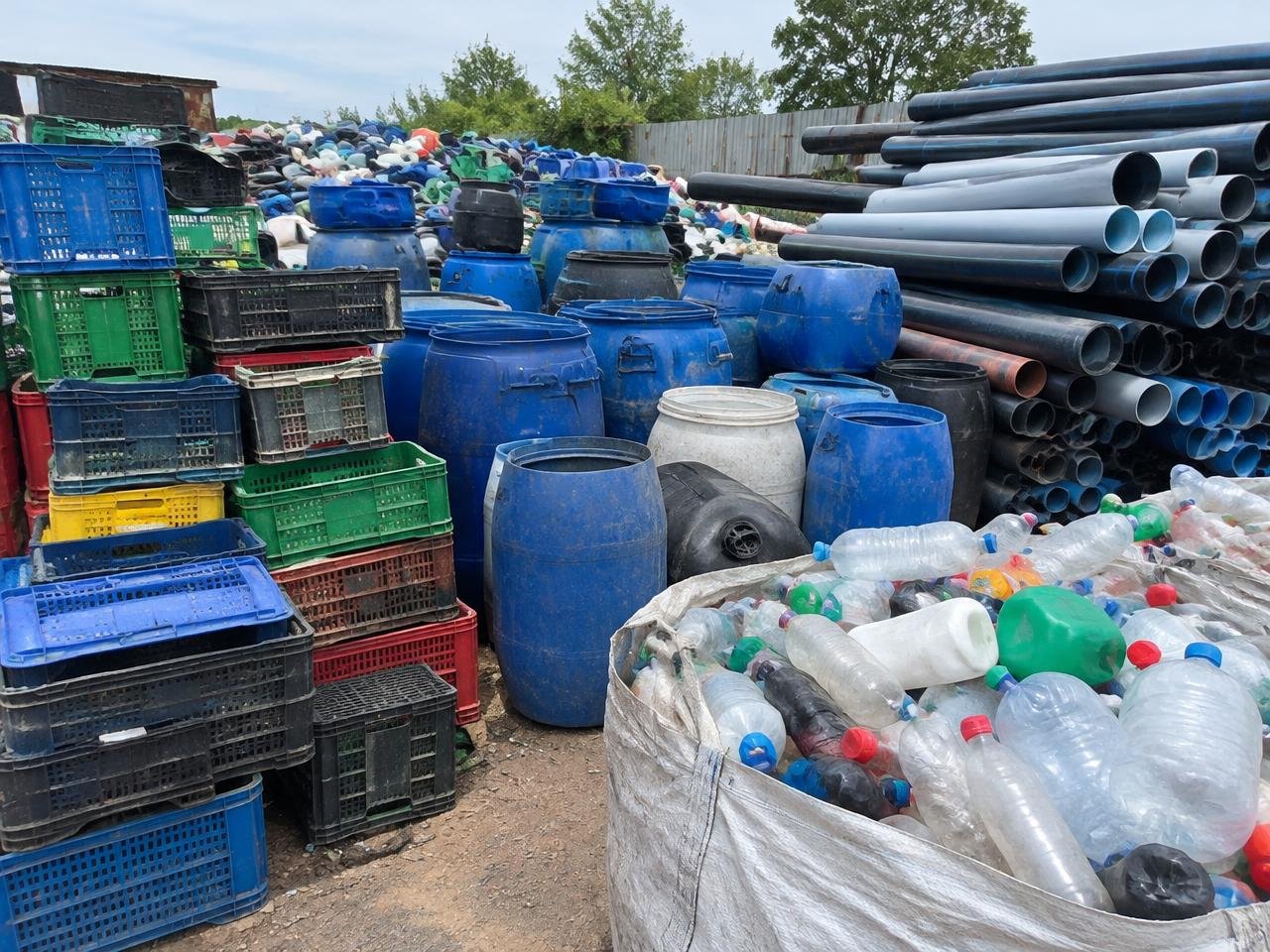 Compressed bales of plastic scrap